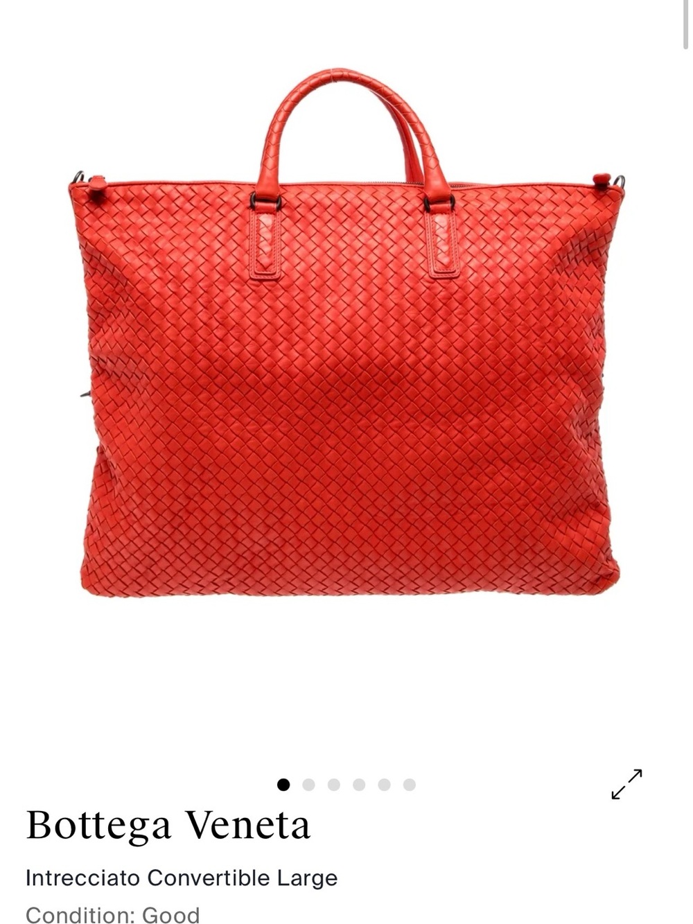 Bottega Veneta Red Intrecciato Woven Tote with Top Handles - Picture 10 of 13